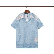 Amiri Blue Paisley Print Cuban Collar Short Sleeve Shirt for Summer Style #A54240 Amiri Blue Paisley Print Cuban Collar Short Sleeve Shirt for Summer Style #A54240