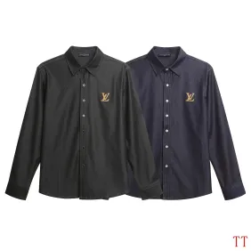 LV Slight‑Stretch Denim Long Sleeve Button‑Up Shirt #B67478