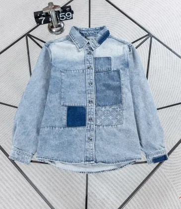 Brand L Monogram Patchwork Washed Denim Long Sleeve Shirt #B67462