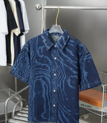  short sleeved shirts for men Rippled denim shirt #A52988