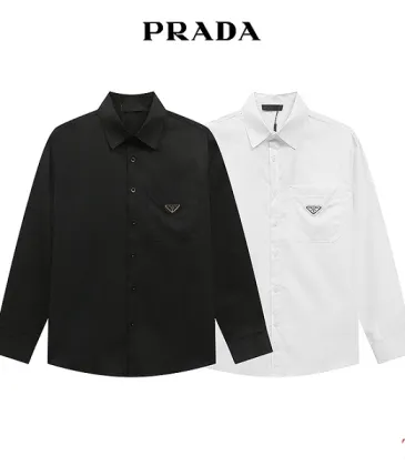 Prada Triangle Logo Pocket Long Sleeve Button‑Up Shirt #B67482