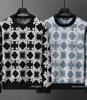 AMIRI Men Geometric Floral Jacquard Crew Neck Sweater | Black‑White &amp; Grey‑White #B67971