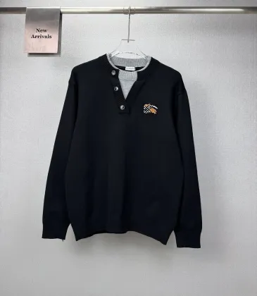 Burberry Men Fake Two Layer Henley Knitted Sweater Knight Embroidery Casual Pullover #B67220