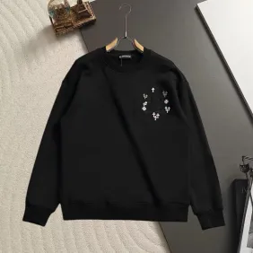 Chrome Hearts Black Embroidered Crew Neck Sweatshirt Premium Quality #B67400