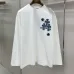 Chrome Hearts Blue Floral Horseshoe Long‑Sleeve Tee, White‑Blue, Black‑Blue #B68062