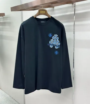 Chrome Hearts Blue Floral Horseshoe Long‑Sleeve Tee, White‑Blue, Black‑Blue #B68062