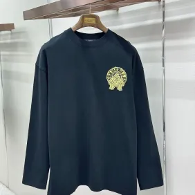 Chrome Hearts Colored Horseshoe Cross Long‑Sleeve Tee, White‑Red, Black‑Gold #B68061