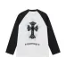 Chrome Hearts Cross Patch Raglan Long‑Sleeve Tee, Red‑White, Black‑White #B68058