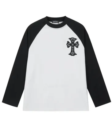 Chrome Hearts Cross Patch Raglan Long‑Sleeve Tee, Red‑White, Black‑White #B68058