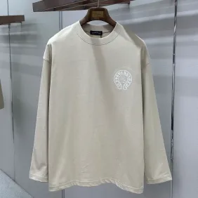 Chrome Hearts Horseshoe Print Long‑Sleeve Tee, White, Beige, Black #B68059