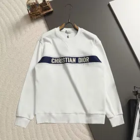 Christian Dior Logo Tape V‑Neck Long Sleeve Sweatshirt 2‑Tone Colors #B67401