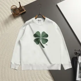 Dior Four‑Leaf Clover Embroidered Crewneck Sweatshirt, Black White #B67878
