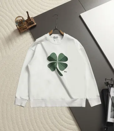Dior Four‑Leaf Clover Embroidered Crewneck Sweatshirt, Black White #B67878 Dior Four‑Leaf Clover Embroidered Crewneck Sweatshirt, Black White #B67878