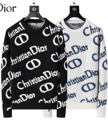Dior Men All Over Christian Dior Logo Crewneck Sweater White, Black #B69142