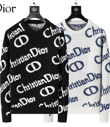Dior Men All Over Christian Dior Logo Crewneck Sweater White, Black #B69142