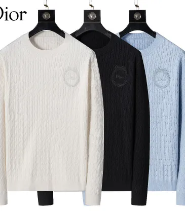 Dior Men Cable Knit Crewneck Sweater Off White, Black, Light Blue #B69143