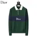 Dior Men Color Block Stripe Polo Knit Sweater Green, Black #B69144