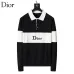 Dior Men Color Block Stripe Polo Knit Sweater Green, Black #B69144