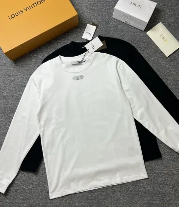 Dior Metal Tag Logo Crew‑Neck Long‑Sleeve Tee Black White #B67880 Dior Metal Tag Logo Crew‑Neck Long‑Sleeve Tee Black White #B67880