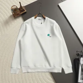 Dior Mini Four‑Leaf Clover Embroidered Crewneck Sweatshirt Black White #B67879