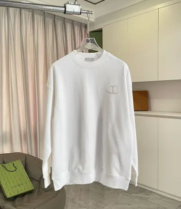 Dior Premium White Crew Neck Pullover Sweatshirt Men Embroidered Logo Casual Top #B67382