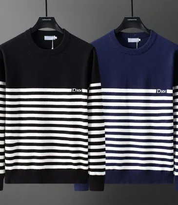 Dior Striped Crewneck Knit Sweater Black,Navy Blue #B68021