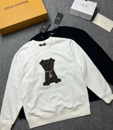 Fendi Puppy Dog Pattern Crewneck Sweatshirt Black White #B67881 Fendi Puppy Dog Pattern Crewneck Sweatshirt Black White #B67881