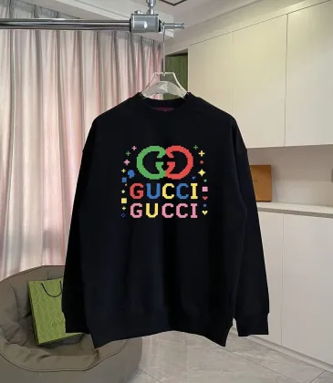 Brand G Crewneck Sweatshirt Colorful Pixel Interlocking GG Logo, Black, Cream White #B68580