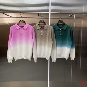 Brand G Ombre Polo-Collar Knit Sweater, Pink, Beige, Green #B67999 Brand G Ombre Polo-Collar Knit Sweater, Pink, Beige, Green #B67999