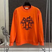 Hermès Carriage H Logo Print Crewneck Sweatshirt, Black, White, Orange #B68040