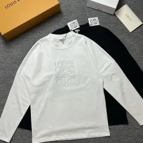 Loewe Anagram Embroidered Long Sleeve Tee, Black White #B67883