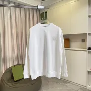 Loewe Premium Solid White Crew Neck Pullover Sweatshirt for Men #B67381