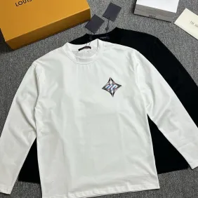 LV Star Flower Logo Long Sleeve Tee, Black White #B67887