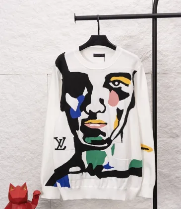 Louis Vuitton Colorful Face Jacquard Crewneck Sweater, White #B68819