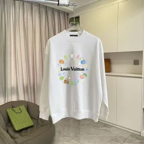 Brand L Colorful Fireworks Floral Graphic Crew‑Neck Sweatshirt, White, Black #B68054