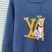 Louis Vuitton Dog Graphic LV Logo Crewneck Knit Sweater, Navy #B69198