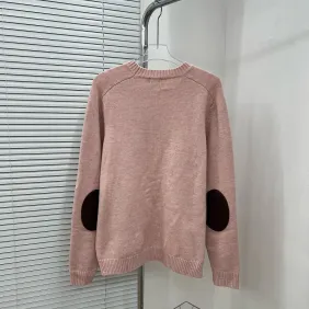 Brand L Elbow Patch Crewneck Knit Sweater, Multi Colors #B69197