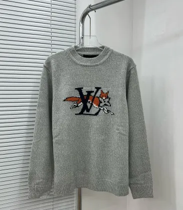 Brand L Fox Logo Knit Crewneck Sweater, Grey #B69196