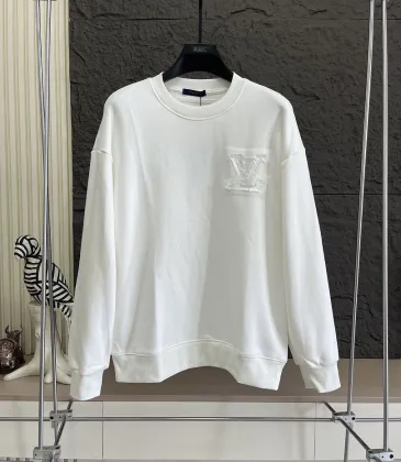 Brand L Fringed LV Patch Crewneck Sweatshirt, White, Black #B68043