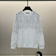 Louis Vuitton Inspired White Sweatshirt With Gradient Checkerboard Pattern And Brand Patch #A54416 Louis Vuitton Inspired White Sweatshirt With Gradient Checkerboard Pattern And Brand Patch #A54416