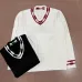 Louis Vuitton Men Cable Knit V-Neck Sweater White, Black #B69138