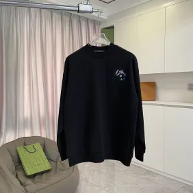 Brand L Mini Logo Crew‑Neck Sweatshirt, White, Black #B68055