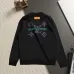 Louis Vuitton Monogram Embroidery Front Back Crew Neck Pullover Sweatshirt for Men Black White #B67386