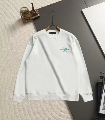 Brand L Monogram Embroidery Front Back Crew Neck Pullover Sweatshirt for Men Black White #B67386
