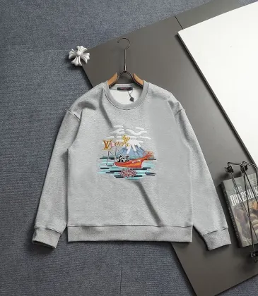 Louis Vuitton Sailboat Embroidery Crew‑Neck Sweatshirt Men Casual Pullover Top, Light Gray, Black #B67992