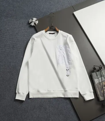 Louis Vuitton Tailored Splicing Craft Crew‑Neck Sweatshirt Men Casual Top, White, Black #B67994