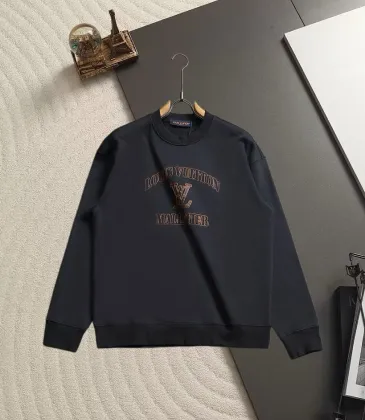 Brand L Vintage Gold Embroidered Letter Logo Crew Neck Pullover Sweatshirt For Men Black #B67385