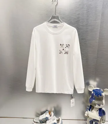 Off-White Long Sleeve Crew Neck T-shirt With Arrow Logo, Black, White #B68567