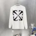 Off-White Long Sleeve Tee Frayed Arrow Back Graphic, Black, White #B68571