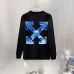 Off-White Long Sleeve Tee With Blue Arrow Logo Print, Black, White #B68568